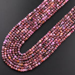 Real Genuine Natural Ruby Faceted 2mm 3mm Cube Dice Square Beads Micro Faceted Laser Diamond Cut 15.5" Strand