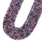 Micro Faceted Natural Blue Sapphire Red Ruby Faceted Rondelle 3mm Diamond Cut Gemstone Beads 15.5" Strand