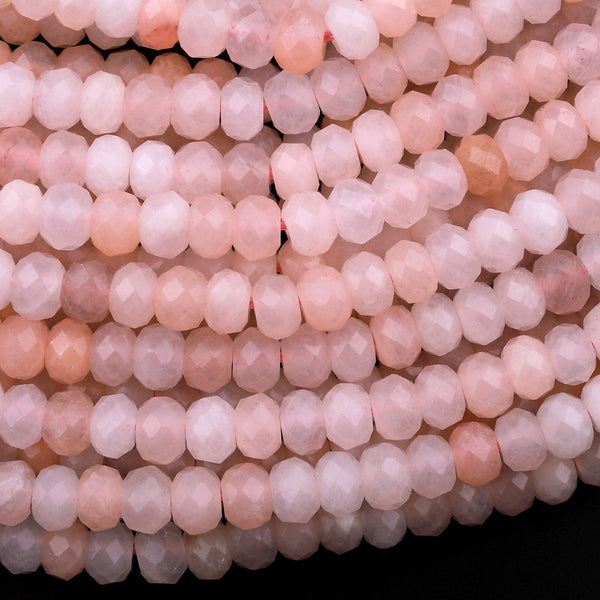 AAA Natural Peach Aventurine Faceted Rondelle Beads 6mm 8mm Icy Soft Pastel Pink Peach Gemstone 15.5" Strand