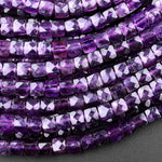 Natural Purple Amethyst 4mm 5mm Faceted Cube Square Dice Beads 15.5" Strand