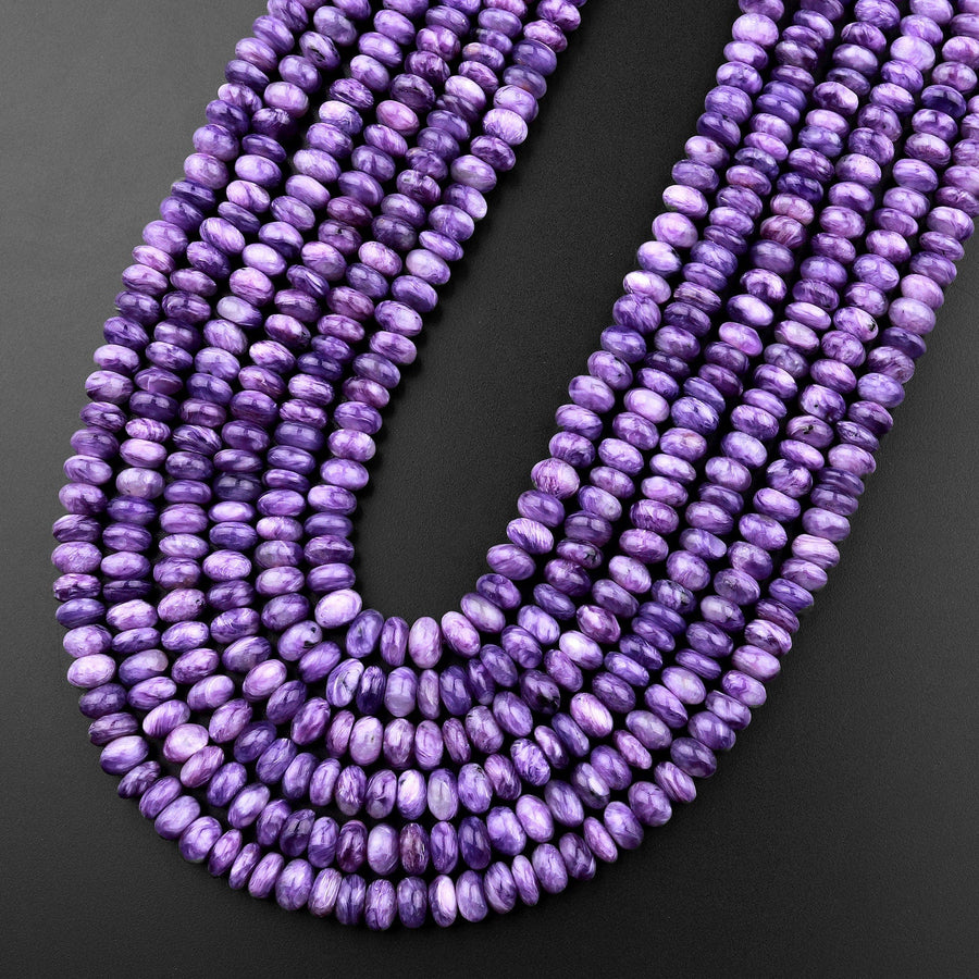 AAA Natural Charoite Rondelle beads Purple Gemstone from Russia 15.5" Strand