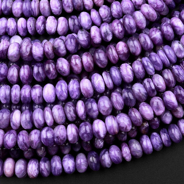 AAA Natural Charoite Rondelle beads Purple Gemstone from Russia 15.5" Strand