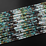 Genuine Natural Turquoise 4mm Faceted Rondelle Beads Multicolor Blue Green Brown Turquoise Micro Diamond Cut 15.5" Strand