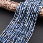 Natural Blue Kyanite Faceted 4mm Cube Dice Square Beads Micro Faceted Laser Diamond Cut 15.5" Strand