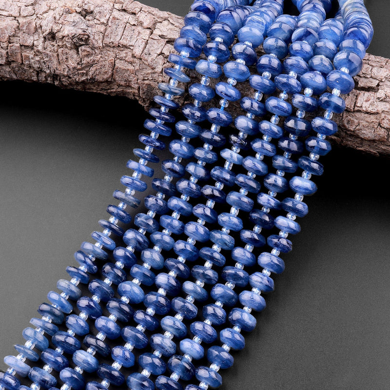 Natural Blue Kyanite Heishi Rondelle Bead 10mm 15.5" Strand