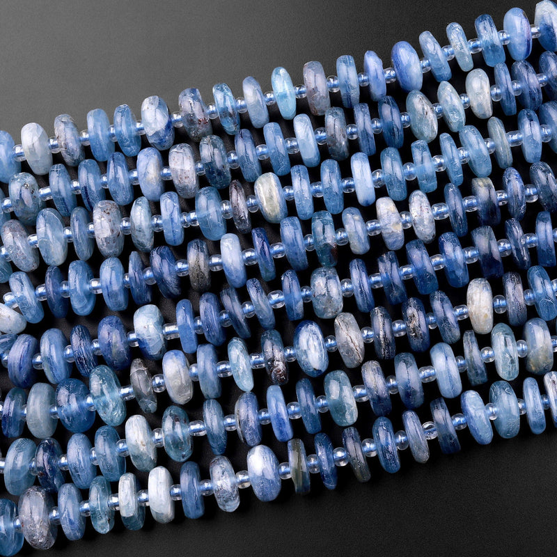 Natural Bicolor Blue Green Kyanite Heishi Rondelle Bead 10mm 15.5" Strand