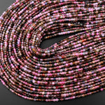 AAA Natural Multicolor Pink Green Tourmaline Faceted 2mm 3mm Cube Square Dice Beads Gemstone 15.5" Strand