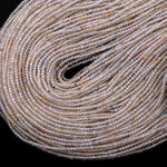 Micro Faceted Natural White Topaz 3mm 4mm Rondelle Beads Laser Diamond Cut Gemstone 15.5" Strand