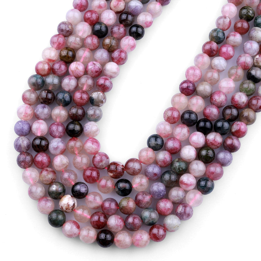 Natural Pink Tourmaline Round Beads 8mm 10mm 15.5" Strand