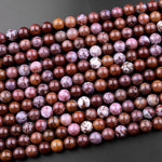 Natural Red Flame Agate Beads 6mm 8mm 10mm Round Beads 15.5" Strand