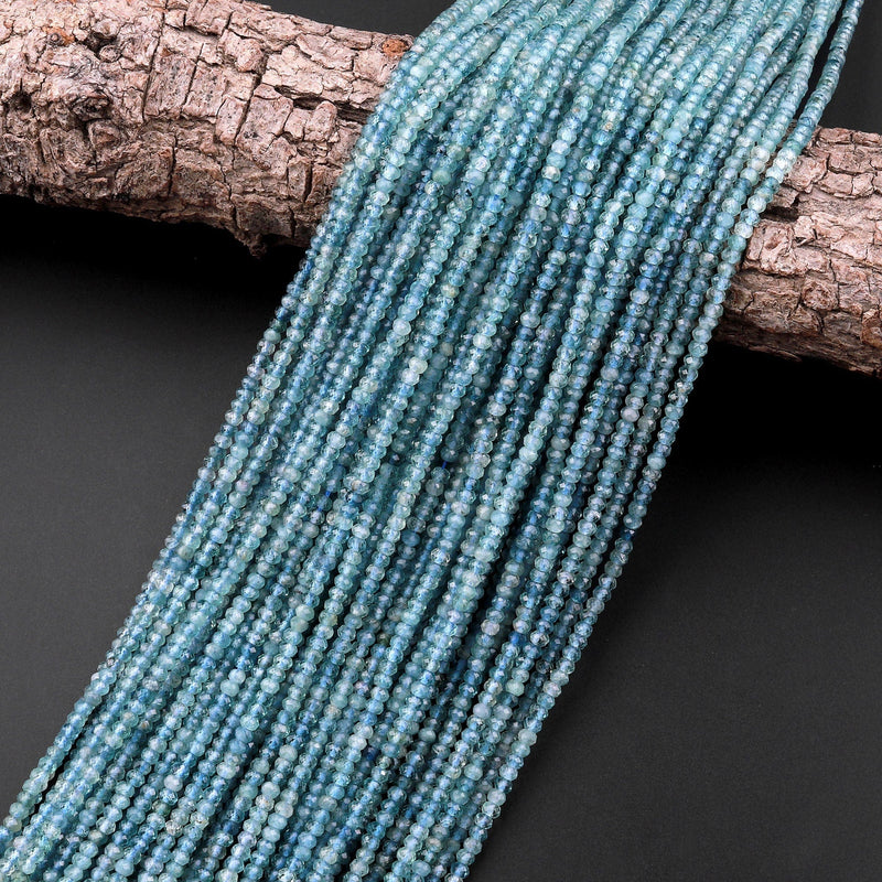 AAA Natural Paraiba Blue Tourmaline Faceted 3mm Rondelle Beads Indicolite Gemstone 15.5" Strand