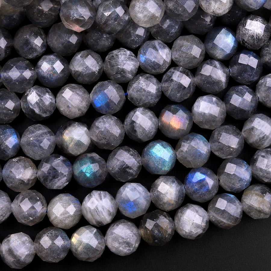 Faceted Natural Labradorite 8mm Round Beads 15.5" Strand