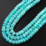 Natural Peruvian Amazonite Faceted Rondelle 8mm Beads Natural Sea Blue Green Gemstone Laser Diamond Cut 15.5" Strand