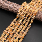 Natural Golden Rutilated Quartz Large Freeform Rondelle Beads 15.5" Strand