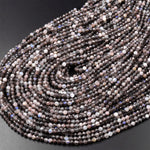 Micro Faceted Natural Smoky Brown Labradorite 3mm Round Beads 15.5" Strand