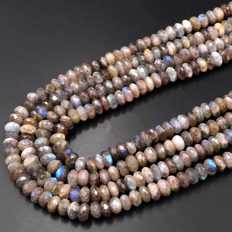 GemsBazar 4mm Faceted AAA Natural Labradorite Rondelle Beads Strand, 13 Inches Long Strand, Healing Beads