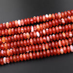 Natural Red Agate 6mm 8mm 10mm Rondelle Beads Amazing Veins Bands 15.5" Strand