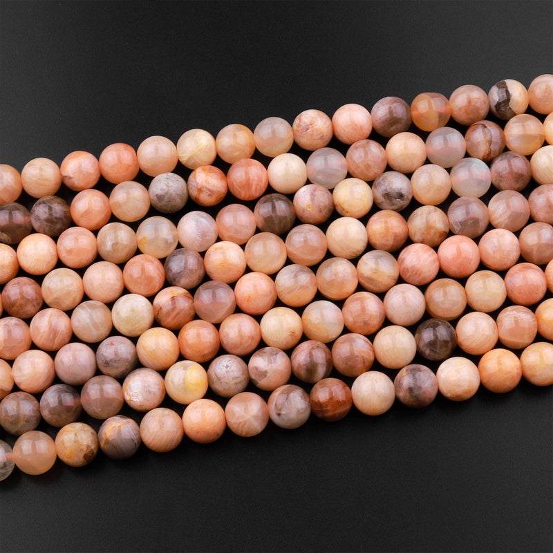 Natural Golden Peach Moonstone 6mm 8mm 10mm Round Beads 15.5" Strand