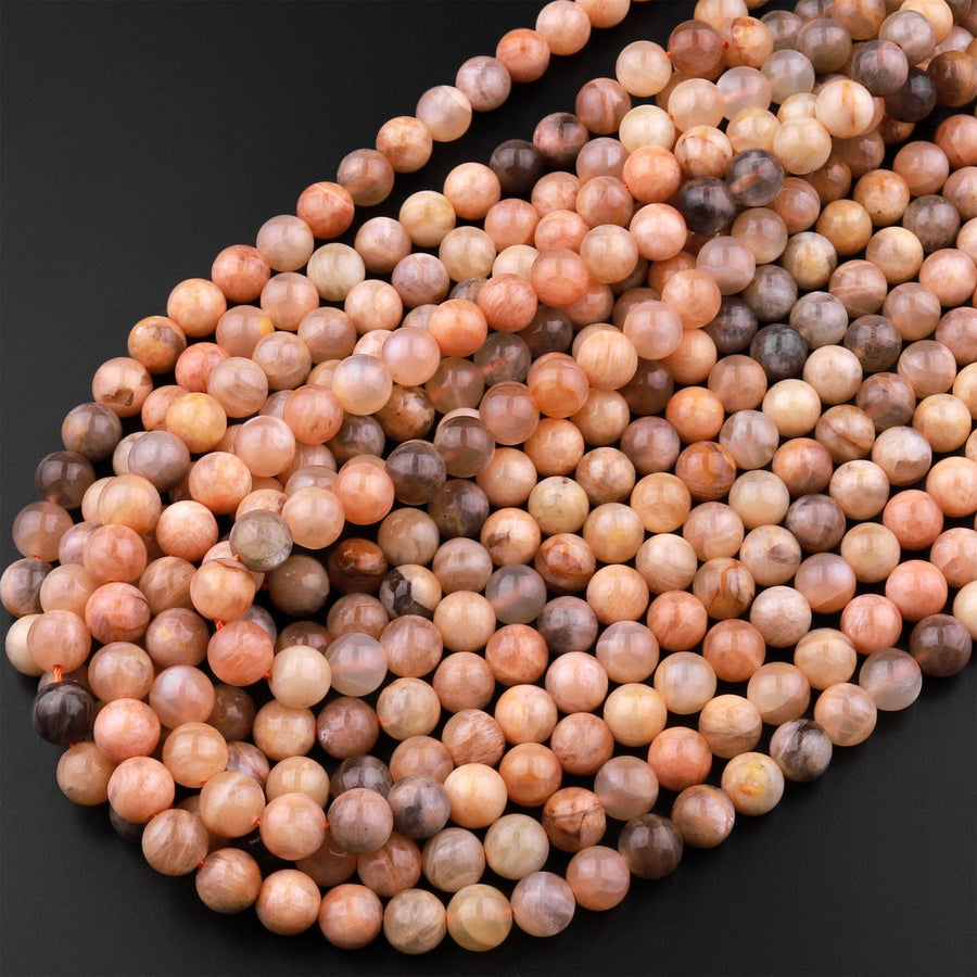 Natural Golden Peach Moonstone 6mm 8mm 10mm Round Beads 15.5" Strand