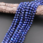 Natural Blue Lapis Double Hearted Star Cut Faceted 8mm Rounded Beads 15.5" Strand