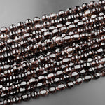 Geometric Lantern Faceted Natural Smoky Quartz 10mm Round Bead Sparkling Real Genuine Gemstone High Quality 15.5" Strand