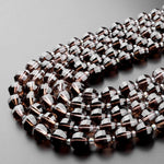 Geometric Lantern Faceted Natural Smoky Quartz 10mm Round Bead Sparkling Real Genuine Gemstone High Quality 15.5" Strand