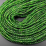 AAA Real Genuine Natural Green Chrome Diopside Faceted 2mm 3mm 4mm Round Gemstone Beads 15.5" Strand