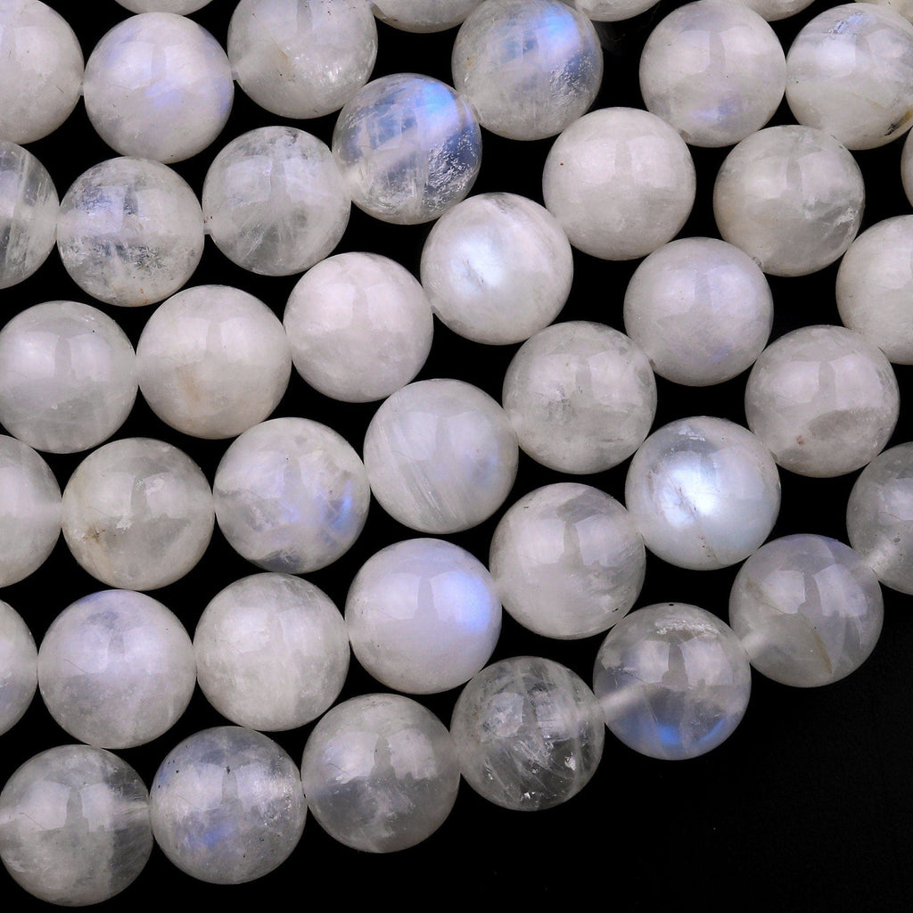 Natural Rainbow Moonstone 6mm 8mm 10mm 12mm Round Beads Blue