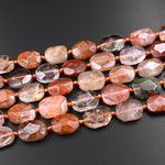 Natural Phantom Lodolite Quartz Faceted Octagon Rectangle Cushion Beads Golden Red Crystal Quartz Rutile 15.5" Strand