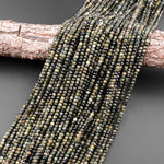 Natural Green Tourmaline Faceted 3mm 4mm Rondelle Beads Diamond Cut Gemstone 15.5" Strand