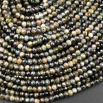 Natural Green Tourmaline Faceted 3mm 4mm Rondelle Beads Diamond Cut Gemstone 15.5" Strand