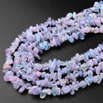 Natural Aquamarine Freeform Chip Pebble Nugget Beads Blue Purple Gemstone 15.5" Strand