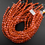 Natural Carnelian Heart Shaped Beads Highly Polished Red Orange Gemstone 15.5" Strand