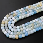AAA Translucent Natural Blue Yellow Green Aquamarine Faceted 6mm Cube Beads Micro Faceted Laser Diamond Cut 15.5" Strand