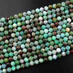 Natural Australian Green Chrysoprase Faceted Round 8mm 10mm Beads Diamond Cut Gemstone Beads 15.5" Strand