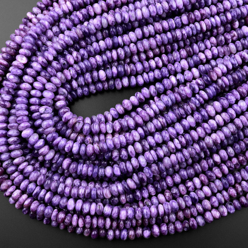 AAA Natural Charoite Rondelle beads Purple Gemstone from Russia 15.5" Strand