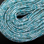 AAA Natural Blue Amazonite 4mm 5mm Faceted Round Beads Micro Laser Diamond Cut Gemstone 15.5" Strand
