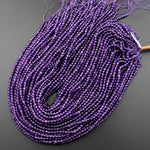 Faceted Natural Purple Amethyst Round Beads 4mm Miro Cut Gemstone 15.5" Strand
