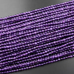 Faceted Natural Purple Amethyst Round Beads 4mm Miro Cut Gemstone 15.5" Strand