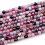 Natural Pink Tourmaline Round Beads 8mm 10mm 15.5" Strand