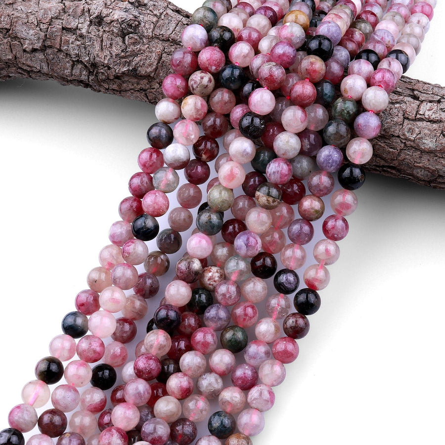 Natural Pink Tourmaline Round Beads 8mm 10mm 15.5" Strand