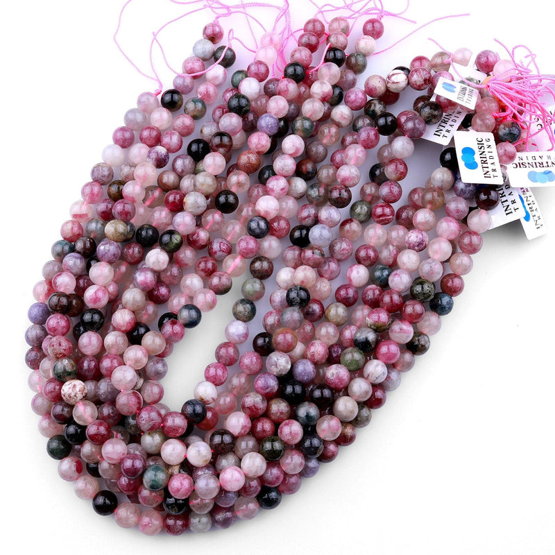 Natural Pink Tourmaline Round Beads 8mm 10mm 15.5" Strand