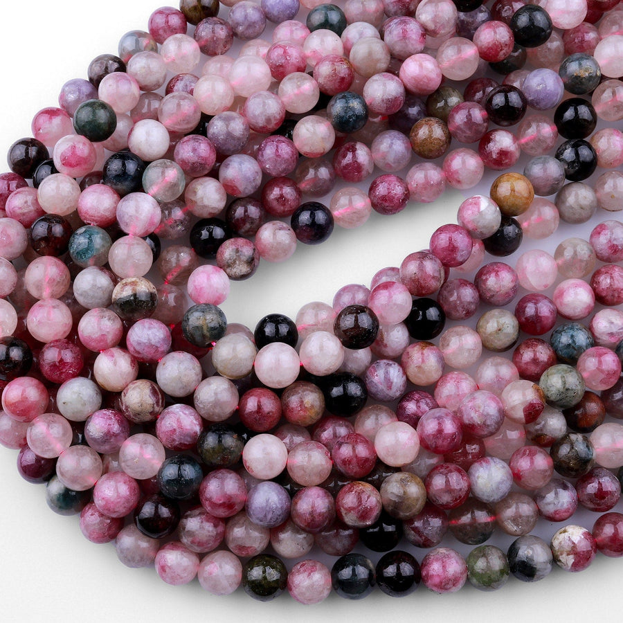 Natural Pink Tourmaline Round Beads 8mm 10mm 15.5" Strand