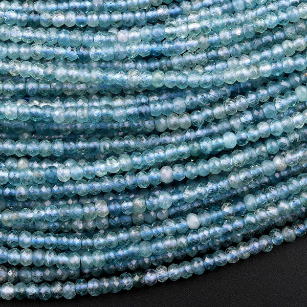 AAA Natural Paraiba Blue Tourmaline Faceted 3mm Rondelle Beads Indicolite Gemstone 15.5" Strand