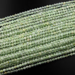 AAA Micro Faceted Natural Green Prehnite Round Beads 4mm 15.5" Strand