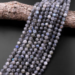 Faceted Natural Labradorite 8mm Round Beads 15.5" Strand