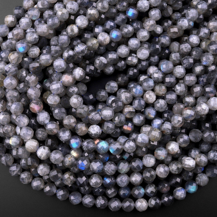 Faceted Natural Labradorite 8mm Round Beads 15.5" Strand