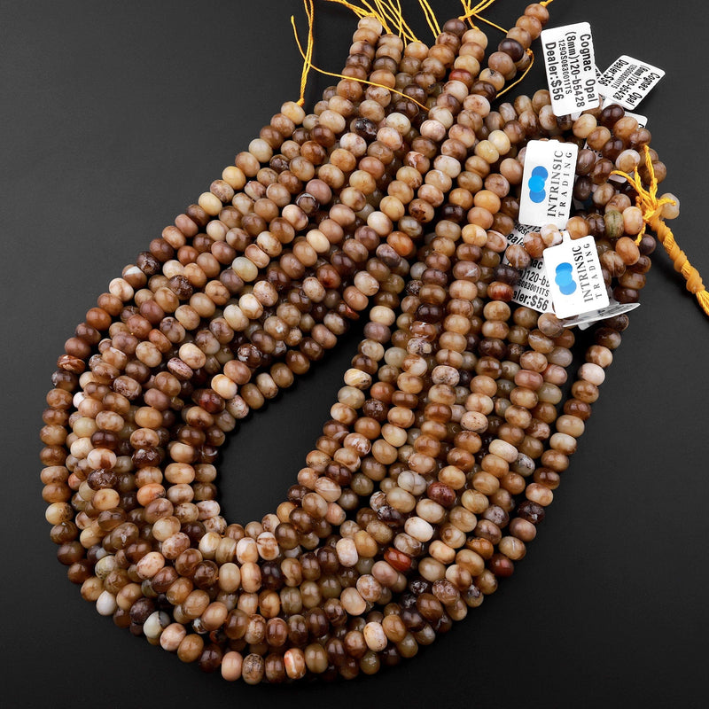 Natural Brown Coganc Opal Smooth Rondelle Beads 6mm 8mm 15.5" Strand