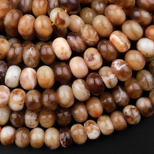 Natural Brown Coganc Opal Smooth Rondelle Beads 6mm 8mm 15.5" Strand