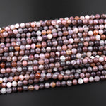 Natural Gray Agate 4mm 6mm 8mm 10mm Round Beads Interesting Veins Bands 15.5" Strand
